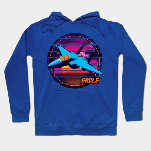 Neon Retro F-15 Eagle Hoodie by patrickkingart